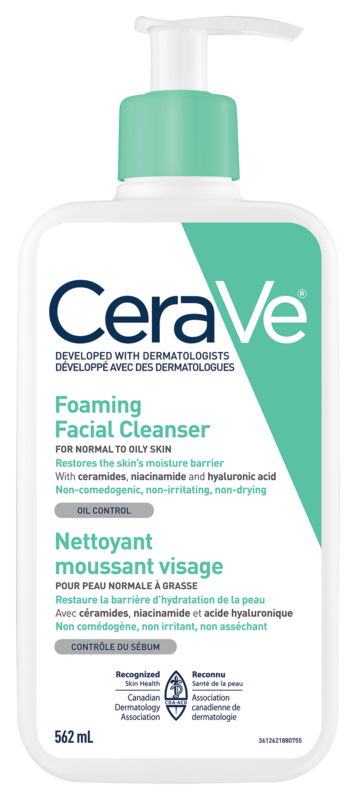 CeraVe Foaming Facial Cleanser With Hyaluronic Acid and 3 Ceramides Daily Face Wash for Normal to Oily Skin Fragrance Free 562 ml