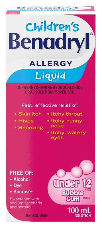 Benadryl Allergy Children's Liquid Bubble Gum 100 mL