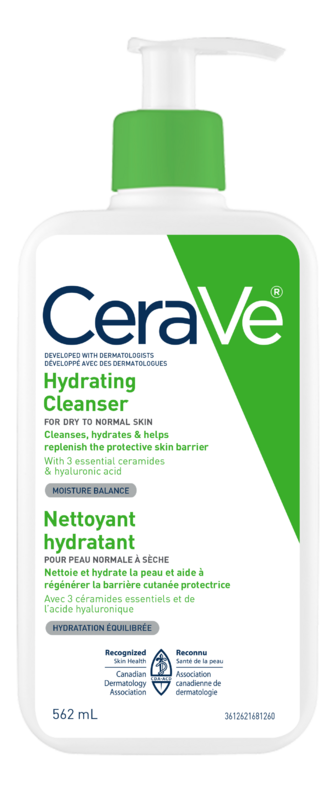 CeraVe Hydrating Cleanser With Hyaluronic Acid and 3 Ceramides Daily Face Wash for Normal to Dry Skin Fragrance Free 562 ml