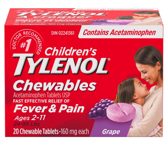 Tylenol Children's Chewable Tablets Grape 20 Tablets