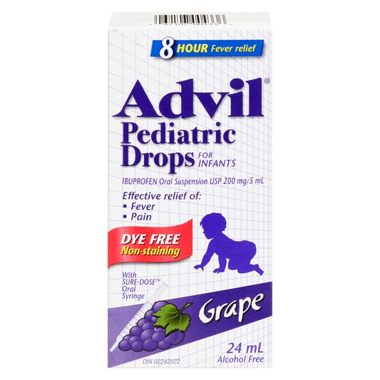 Advil Pediatric Drops For Infants Dye Free Grape 24 mL