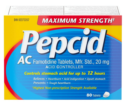 Pepcid AC Maximum Strength Tablets Acid Reducer for Heartburn 80 Tablets