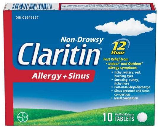 Claritin Non-Drowsy Allergy & Sinus 10 Tablets