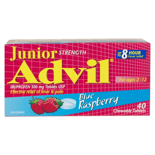 Junior Strength Advil Chewables Blue Raspberry 40 Tablets