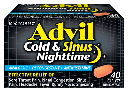 Advil Cold & Sinus Nighttime Caplets 40 Caplets
