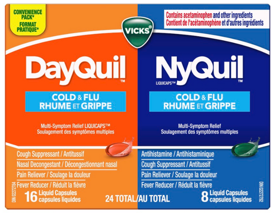 Vicks DayQuil NyQuil Cold & Flu Combo Convenience Pack 24 Capsules