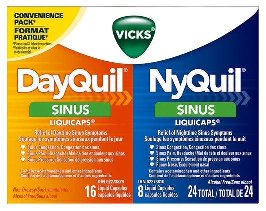 Vicks Dayquil Nyquil Sinus Combo Liquicaps 24 Count